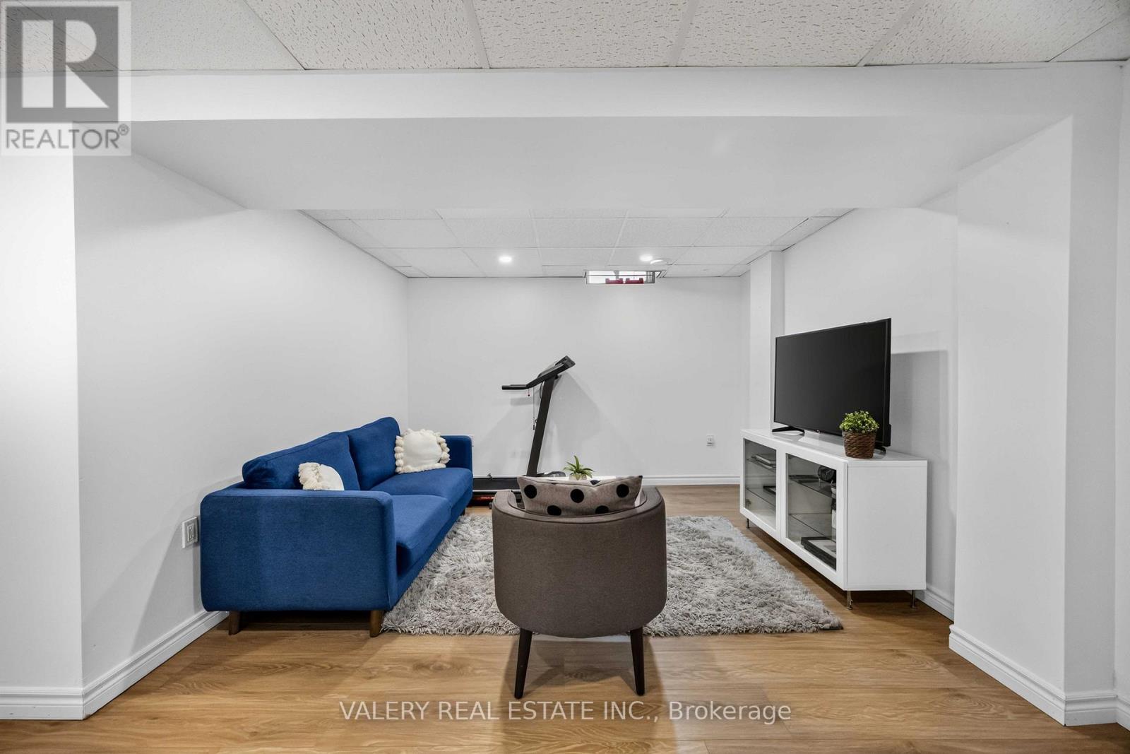 Basement lounge with TV