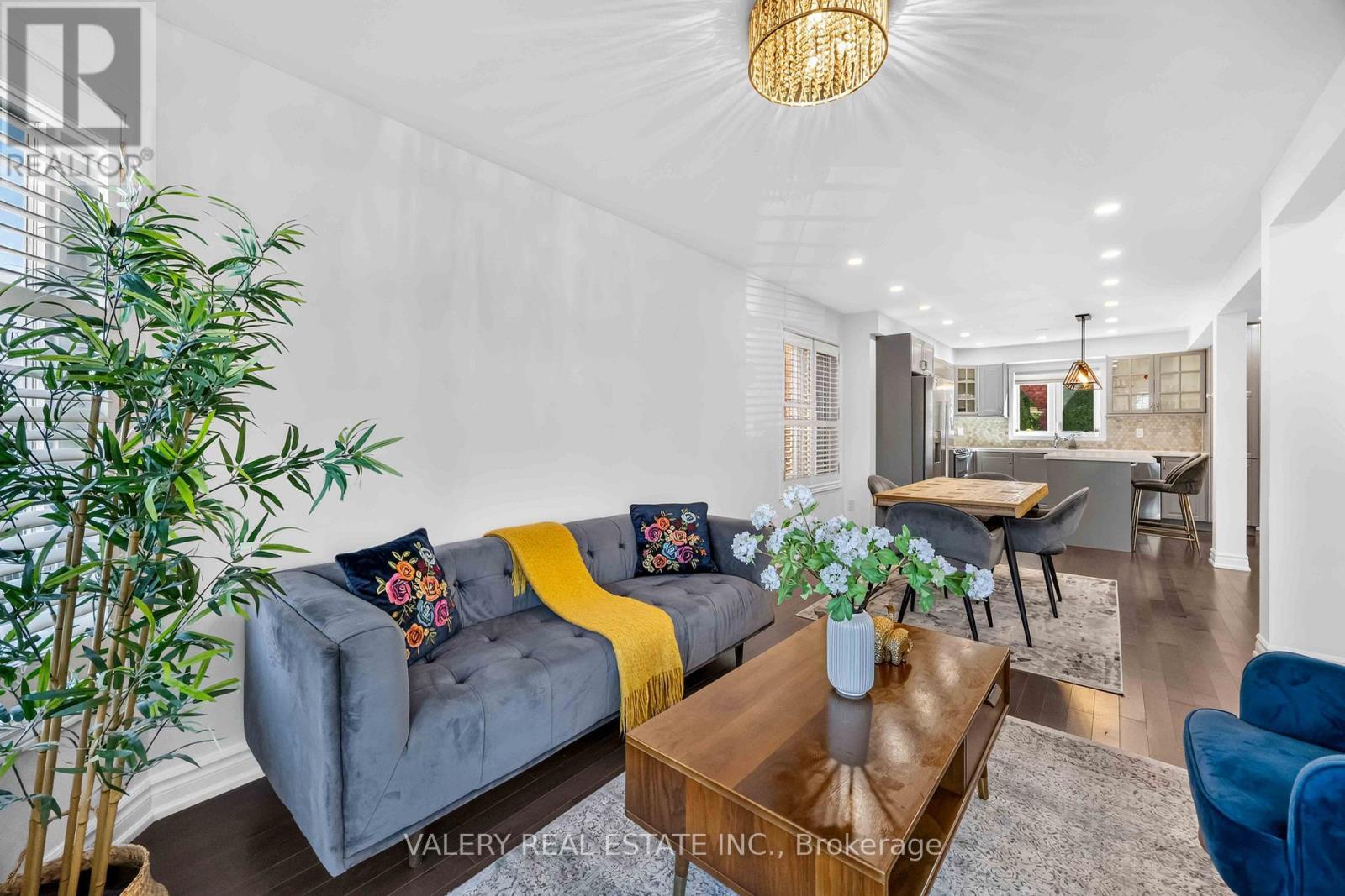 Living room open to the dining area